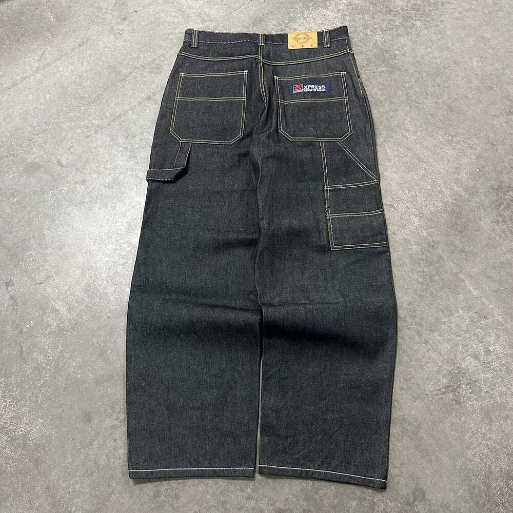Y2K Brooklyn Xpress Raw Denim Carpenter Jeans 36 Baggy Wide Leg Workwear